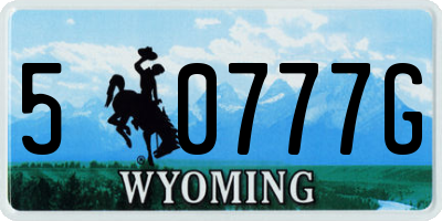 WY license plate 50777G