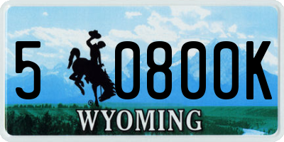 WY license plate 50800K