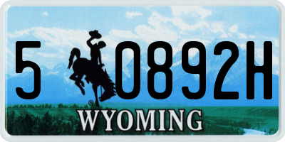 WY license plate 50892H