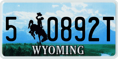 WY license plate 50892T