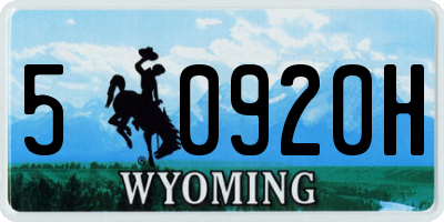 WY license plate 50920H
