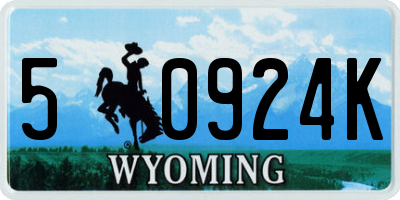 WY license plate 50924K