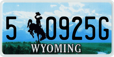 WY license plate 50925G