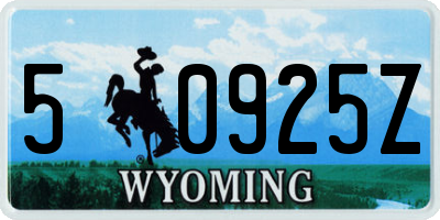 WY license plate 50925Z