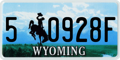 WY license plate 50928F
