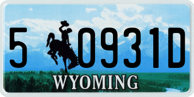 WY license plate 50931D