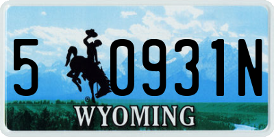 WY license plate 50931N