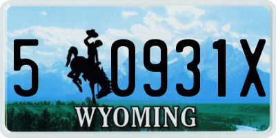 WY license plate 50931X