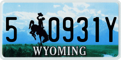 WY license plate 50931Y