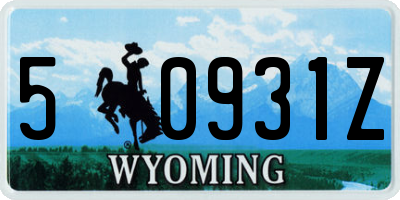 WY license plate 50931Z