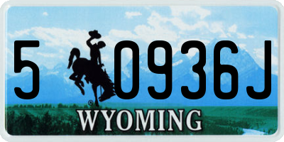 WY license plate 50936J