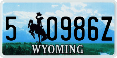 WY license plate 50986Z