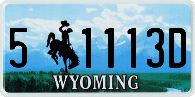 WY license plate 51113D