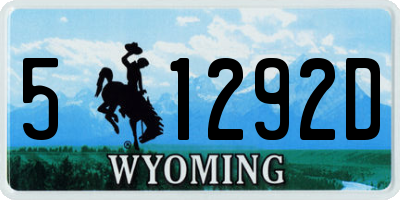 WY license plate 51292D