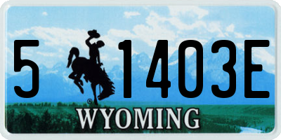 WY license plate 51403E