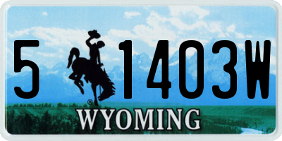 WY license plate 51403W