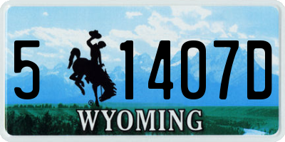 WY license plate 51407D