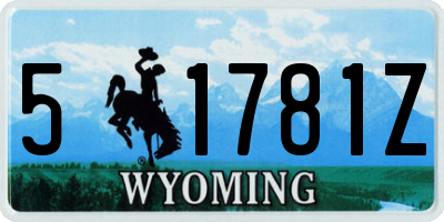 WY license plate 51781Z