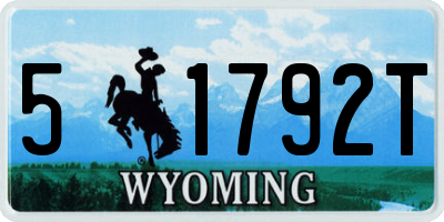 WY license plate 51792T