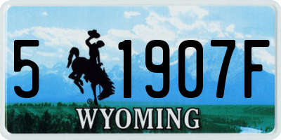 WY license plate 51907F