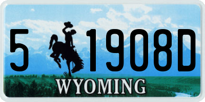 WY license plate 51908D