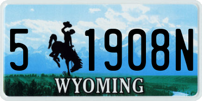 WY license plate 51908N