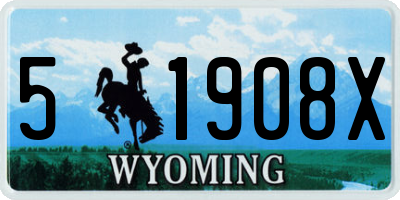 WY license plate 51908X