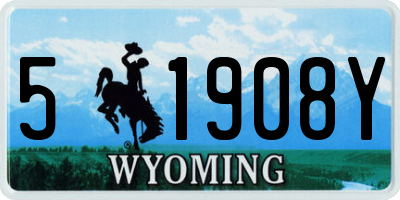 WY license plate 51908Y