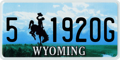 WY license plate 51920G