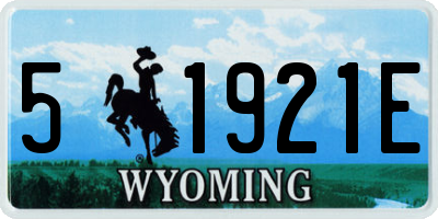 WY license plate 51921E