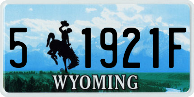 WY license plate 51921F
