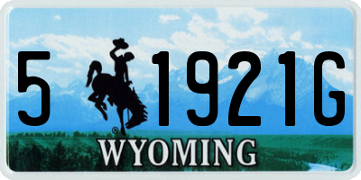 WY license plate 51921G