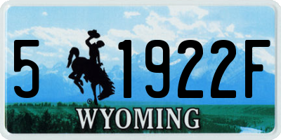 WY license plate 51922F
