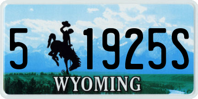 WY license plate 51925S