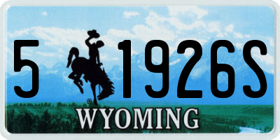WY license plate 51926S