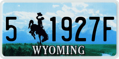 WY license plate 51927F