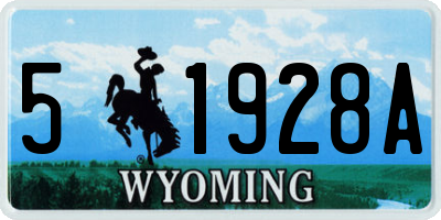 WY license plate 51928A