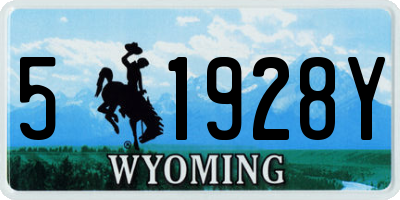 WY license plate 51928Y