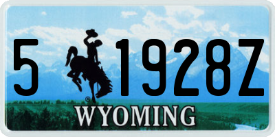 WY license plate 51928Z