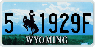 WY license plate 51929F
