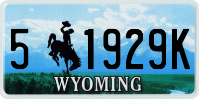 WY license plate 51929K