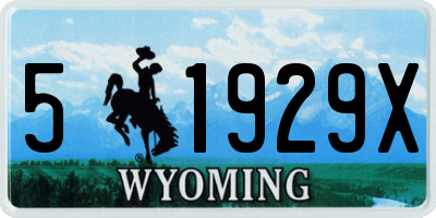WY license plate 51929X