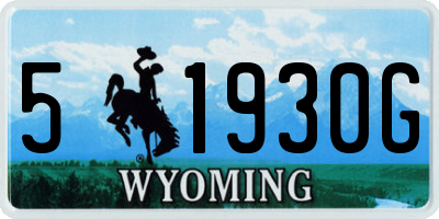 WY license plate 51930G