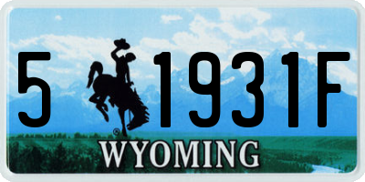 WY license plate 51931F