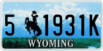 WY license plate 51931K