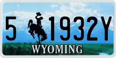 WY license plate 51932Y