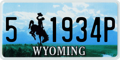 WY license plate 51934P