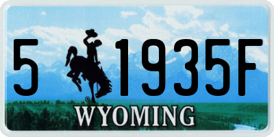 WY license plate 51935F