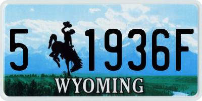 WY license plate 51936F