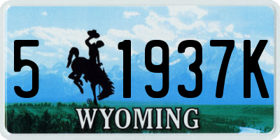 WY license plate 51937K